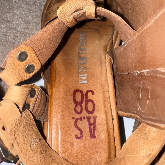 A.S. 98 Pacey Natural Leather Studded Harness Zip Sandals Size EU 39 / US 9 - Picture 7 of 11